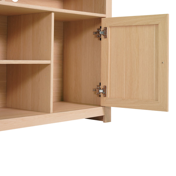 Natural |#| 58" Sideboard with 2 Soft Close Doors and Adjustable Shelf - Natural/Rattan