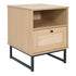 Natural |#| Mid-Century Modern Side Table with Storage Drawer and Shelf in Natural