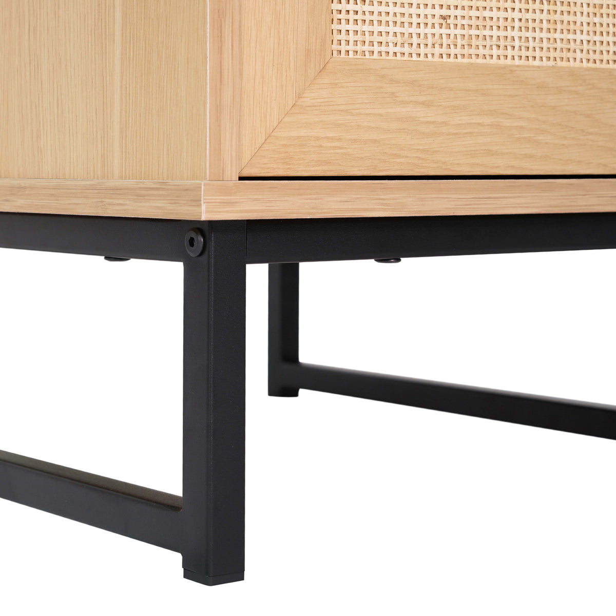 Natural |#| Mid-Century Modern Side Table with Storage Drawer and Shelf in Natural