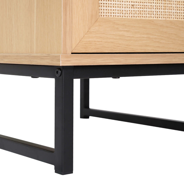 Natural |#| Mid-Century Modern Side Table with Storage Drawer and Shelf in Natural