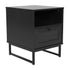 Black |#| Mid-Century Modern Side Table with Storage Drawer and Shelf in Black