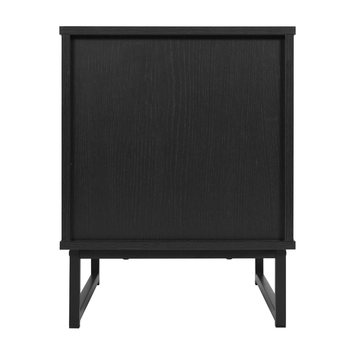 Black |#| Mid-Century Modern Side Table with Storage Drawer and Shelf in Black