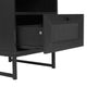 Black |#| Mid-Century Modern Side Table with Storage Drawer and Shelf in Black