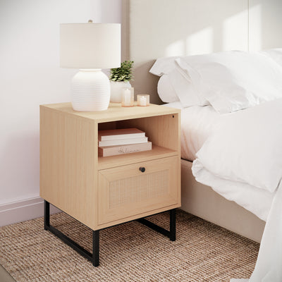 Mid-Century Modern Side Table with Storage Drawer and Shelf - View 2