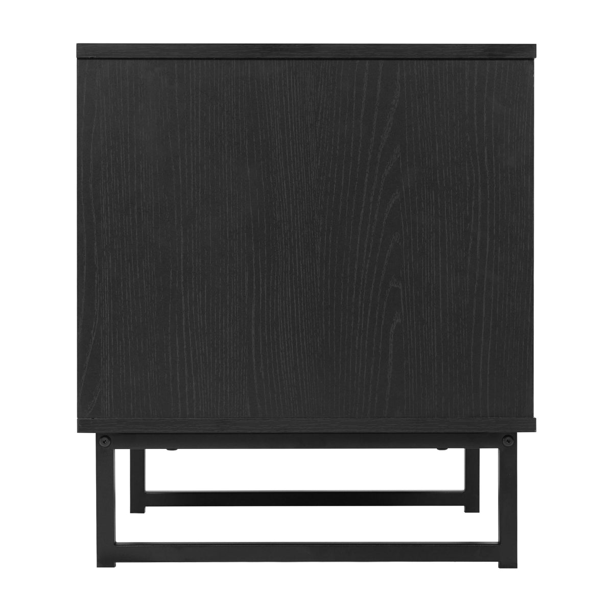 Black |#| Mid-Century Modern Side Table with Storage Drawer and Shelf in Black
