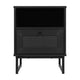 Black |#| Mid-Century Modern Side Table with Storage Drawer and Shelf in Black
