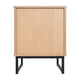 Natural |#| Mid-Century Modern Side Table with Storage Drawer and Shelf in Natural