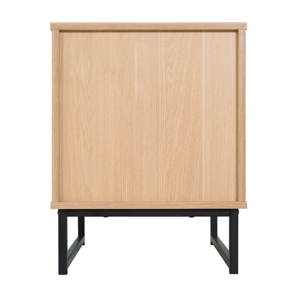 Natural |#| Mid-Century Modern Side Table with Storage Drawer and Shelf in Natural
