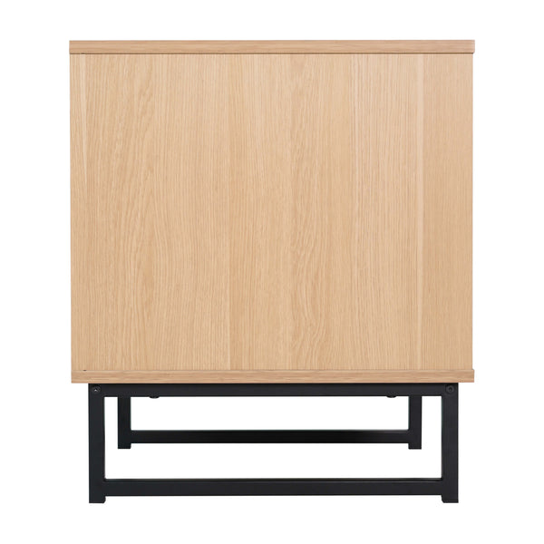 Natural |#| Mid-Century Modern Side Table with Storage Drawer and Shelf in Natural