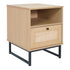 Natural |#| Mid-Century Modern Side Table with Storage Drawer and Shelf in Natural