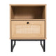 Natural |#| Set of 2 Mid-Century Modern Side Tables with Drawer and Shelf - Natural