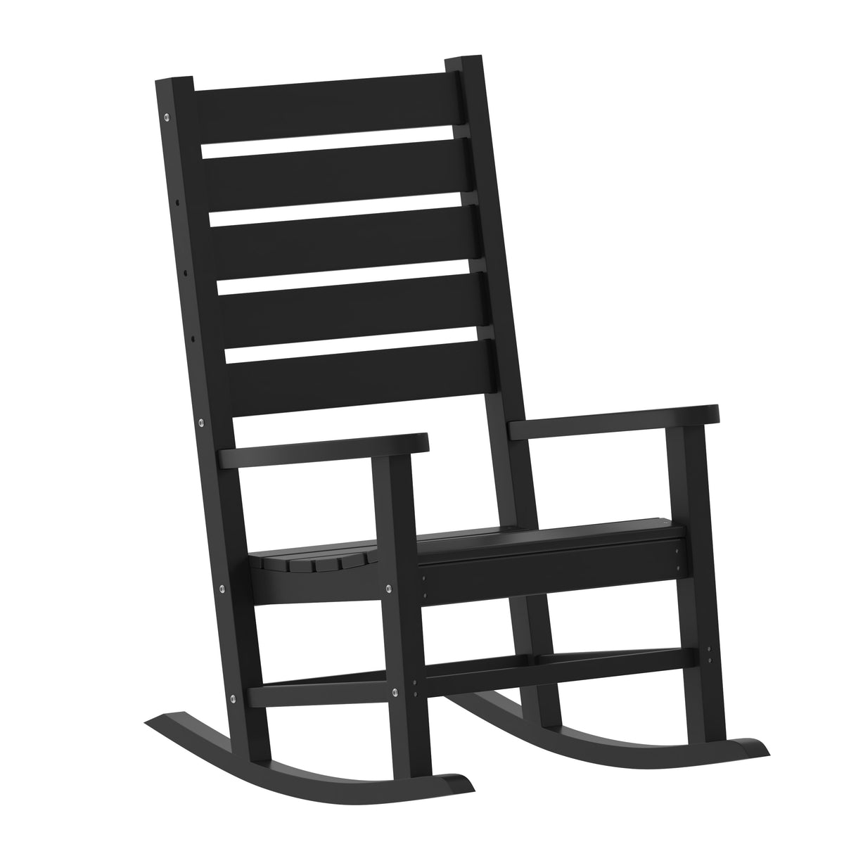 Black |#| Classic Commercial Grade Outdoor All-Weather HDPE Rocking Chair in Black