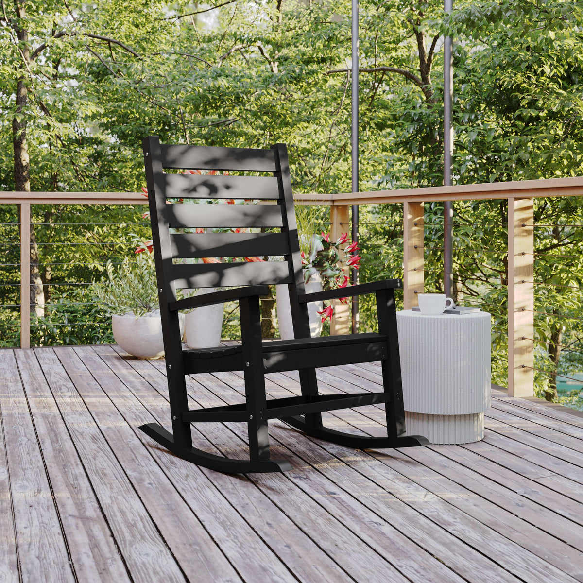 Black |#| Classic Commercial Grade Outdoor All-Weather HDPE Rocking Chair in Black