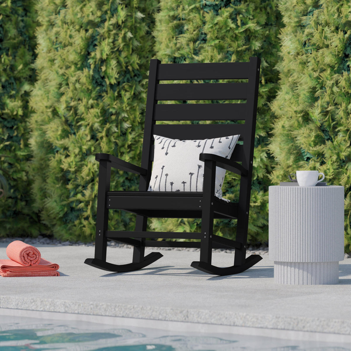 Black |#| Classic Commercial Grade Outdoor All-Weather HDPE Rocking Chair in Black
