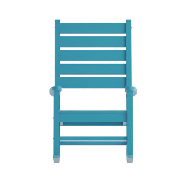 Blue |#| Classic Commercial Grade Outdoor All-Weather HDPE Rocking Chair in Blue