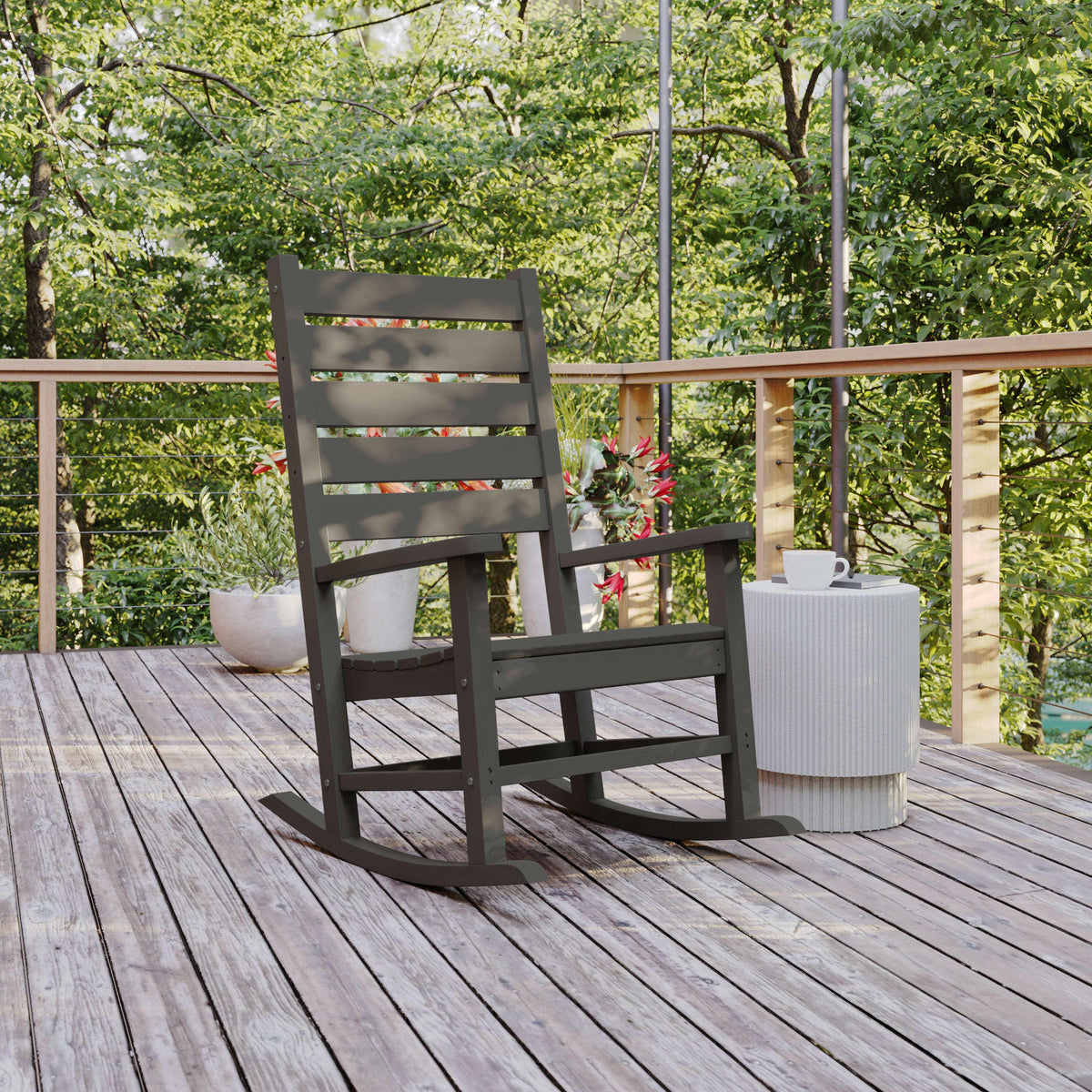 Gray |#| Classic Commercial Grade Outdoor All-Weather HDPE Rocking Chair in Gray