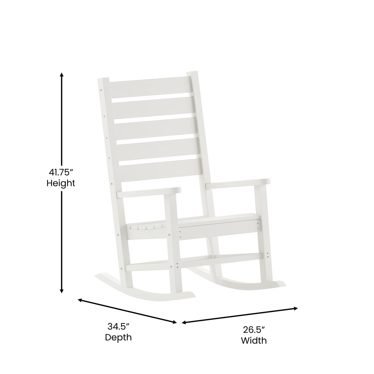 White |#| Classic Commercial Grade Outdoor All-Weather HDPE Rocking Chair in White