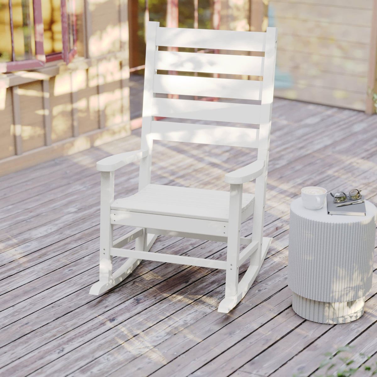 White |#| Classic Commercial Grade Outdoor All-Weather HDPE Rocking Chair in White