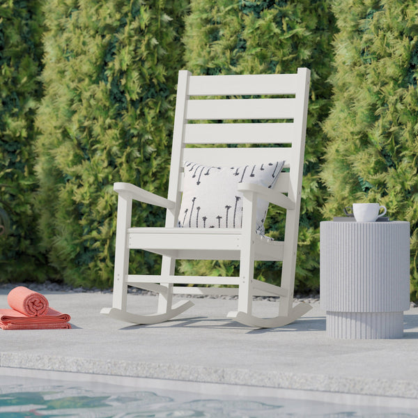 White |#| Classic Commercial Grade Outdoor All-Weather HDPE Rocking Chair in White