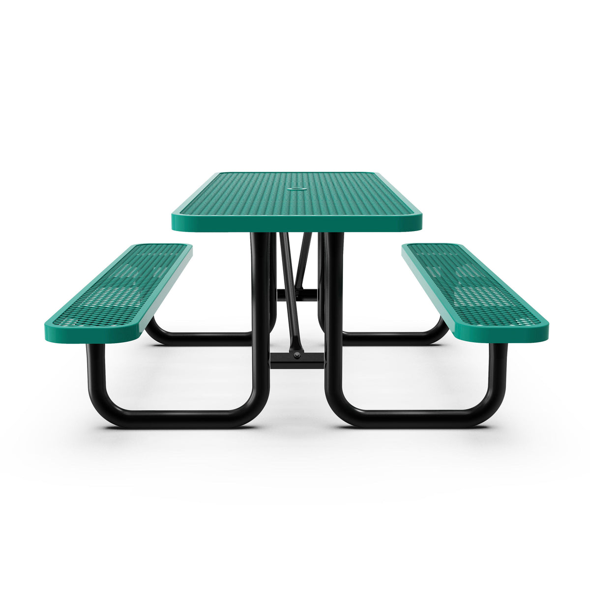 Green,6' |#| Commercial Grade 6' Rectangular Expanded Mesh Metal Outdoor Picnic Table - Green