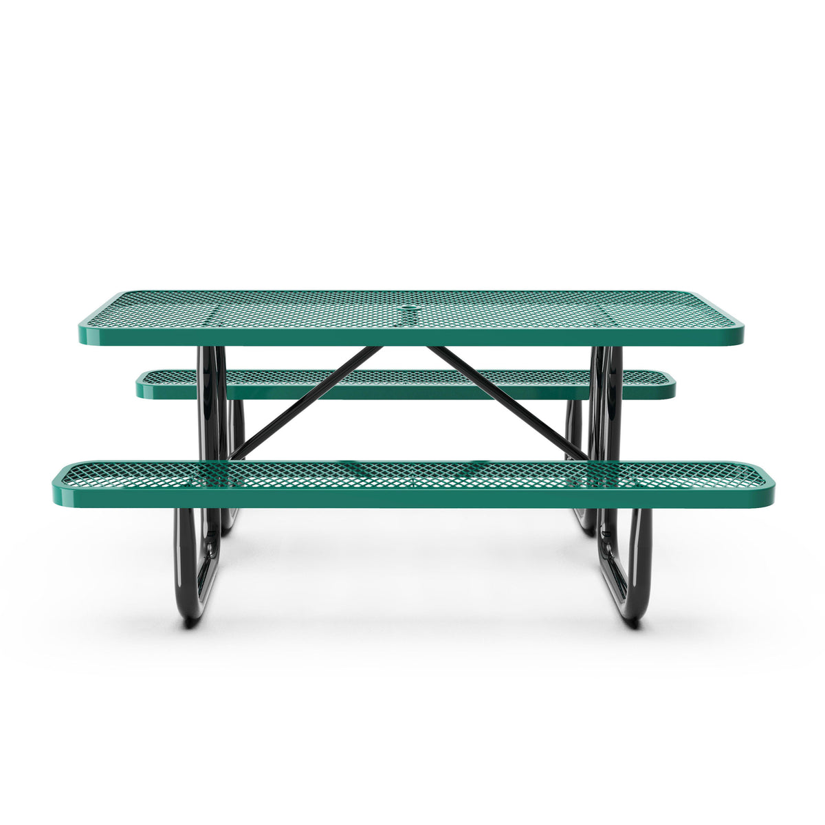 Green,6' |#| Commercial Grade 6' Rectangular Expanded Mesh Metal Outdoor Picnic Table - Green