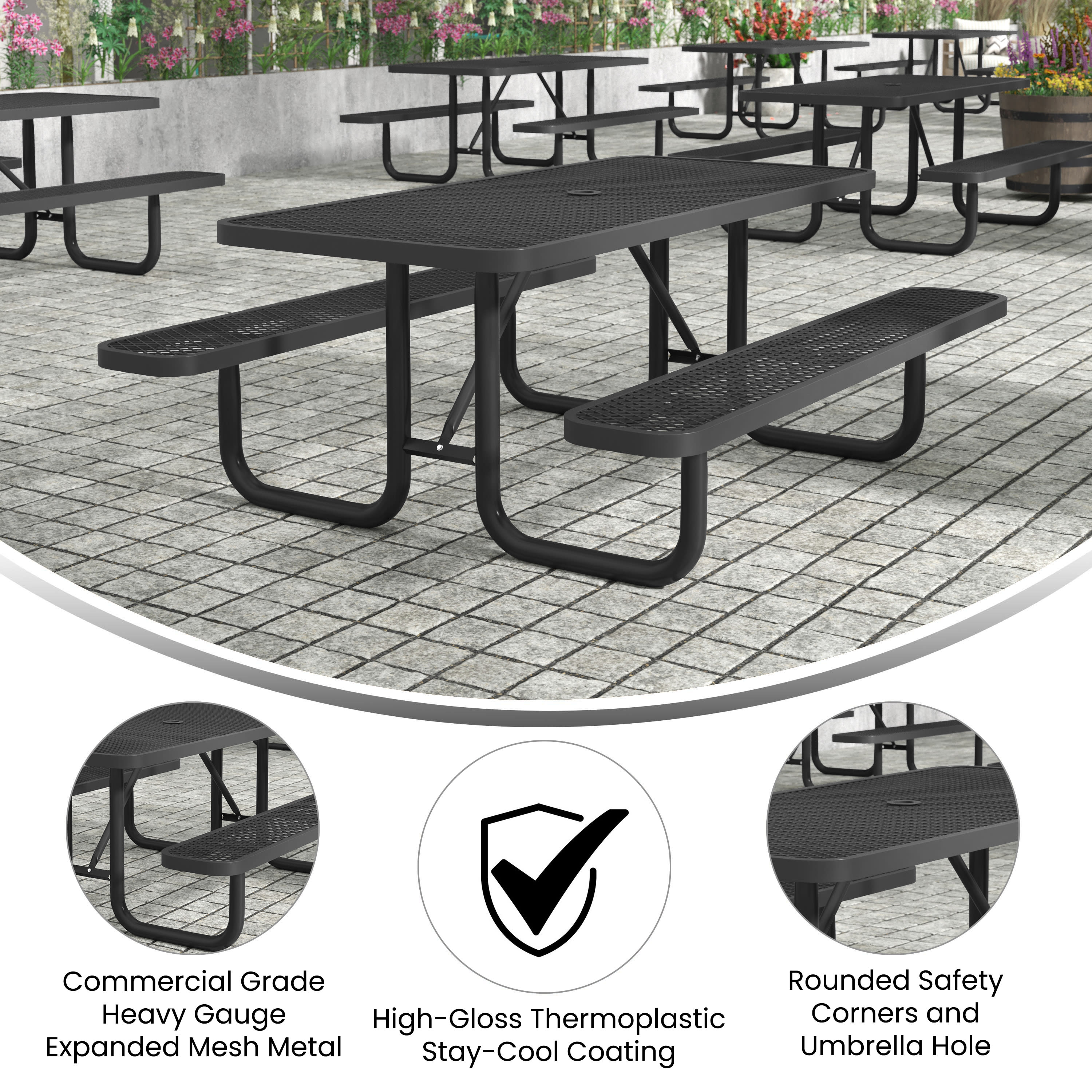 Metal Mesh Picnic Table SLF-EML-REC- – BizChair