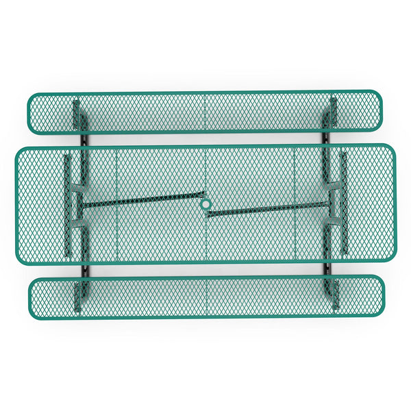 Green,8' |#| Commercial Grade 8' Rectangular Expanded Mesh Metal Outdoor Picnic Table - Black