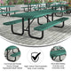 Green,8' |#| Commercial 8' Rectangular Expanded Mesh Metal Picnic Table with Anchors - Green