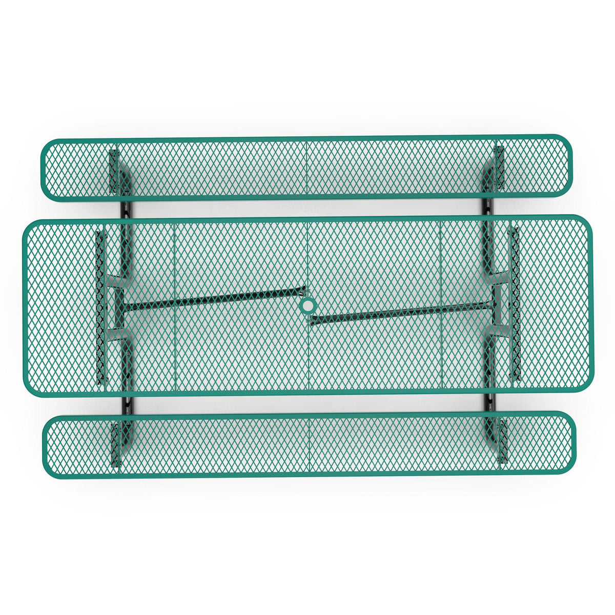 Green,8' |#| Commercial 8' Rectangular Expanded Mesh Metal Picnic Table with Anchors - Green