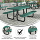 Green,6' |#| Commercial 6' Rectangular Expanded Mesh Metal Picnic Table with Anchors - Green
