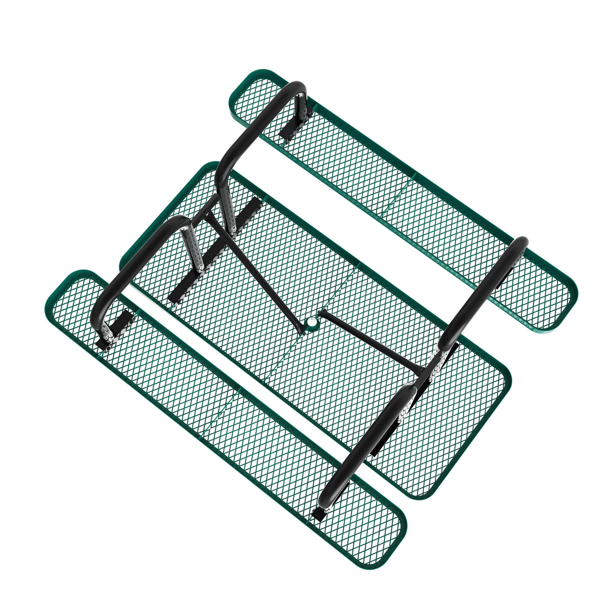 Green,6' |#| Commercial 6' Rectangular Expanded Mesh Metal Picnic Table with Anchors - Green