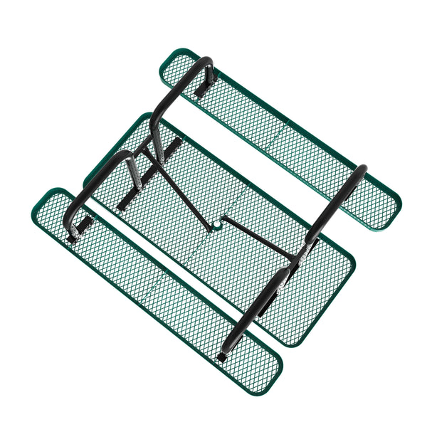 Green,6' |#| Commercial 6' Rectangular Expanded Mesh Metal Picnic Table with Anchors - Green