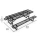 Black,8' |#| Commercial 8' Rectangular Expanded Mesh Metal Picnic Table with Anchors - Black