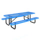 Blue,8' |#| Commercial 8' Rectangle Mesh Metal Outdoor Picnic Table with Ground Anchors-Blue