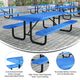 Blue,8' |#| Commercial 8' Rectangle Mesh Metal Outdoor Picnic Table with Ground Anchors-Blue