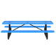 Blue,8' |#| Commercial 8' Rectangle Mesh Metal Outdoor Picnic Table with Ground Anchors-Blue
