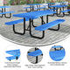 Blue,6' |#| Commercial 6' Rectangle Mesh Metal Outdoor Picnic Table with Ground Anchors-Blue
