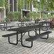 Black,8' |#| Commercial 8' Rectangular Expanded Mesh Metal Picnic Table with Anchors - Black