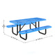 Blue,6' |#| Commercial 6' Rectangle Mesh Metal Outdoor Picnic Table with Ground Anchors-Blue