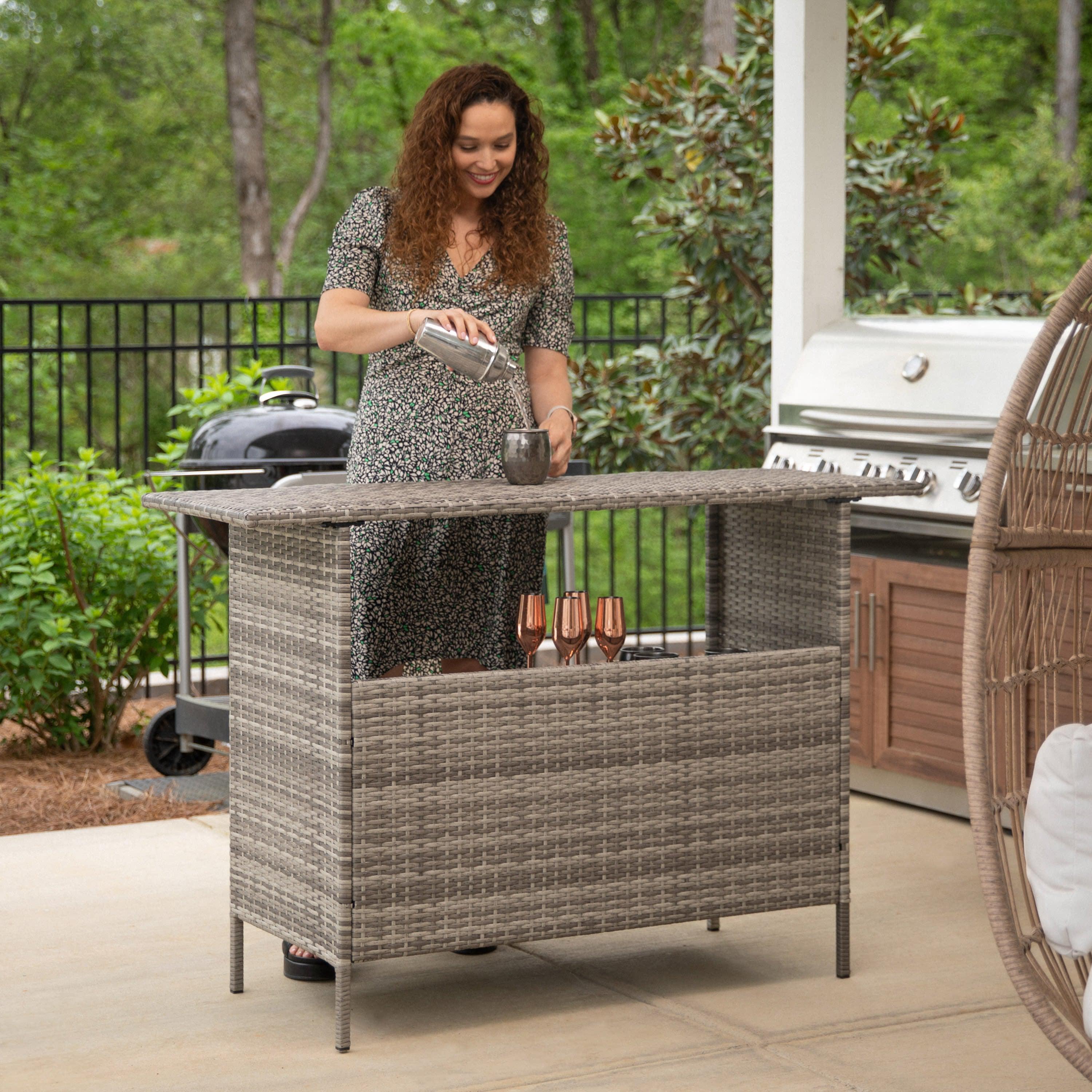 Outdoor patio rattan bar counter table hotsell