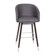 Gray |#| Commercial 30inch Mid-Back Barstool with Wooden Legs - Gray LeatherSoft/Walnut