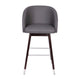 Gray |#| Commercial 30inch Mid-Back Barstool with Wooden Legs - Gray LeatherSoft/Walnut