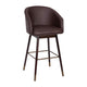 Brown |#| Commercial 30inch Mid-Back Barstool with Wooden Legs - Brown LeatherSoft/Walnut