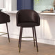 Brown |#| Commercial 26inch Mid-Back Counter Stool with Wood Legs - Brown LeatherSoft/Walnut