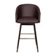 Brown |#| Commercial 30inch Mid-Back Barstool with Wooden Legs - Brown LeatherSoft/Walnut