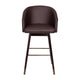 Brown |#| Commercial 30inch Mid-Back Barstool with Wooden Legs - Brown LeatherSoft/Walnut
