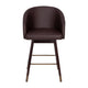 Brown |#| Commercial 26inch Mid-Back Counter Stool with Wood Legs - Brown LeatherSoft/Walnut