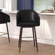 Black |#| Commercial 26inch Mid-Back Counter Stool with Wood Legs - Black LeatherSoft/Walnut