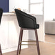 Black |#| Commercial 30inch Mid-Back Barstool with Wooden Legs - Black LeatherSoft/Walnut