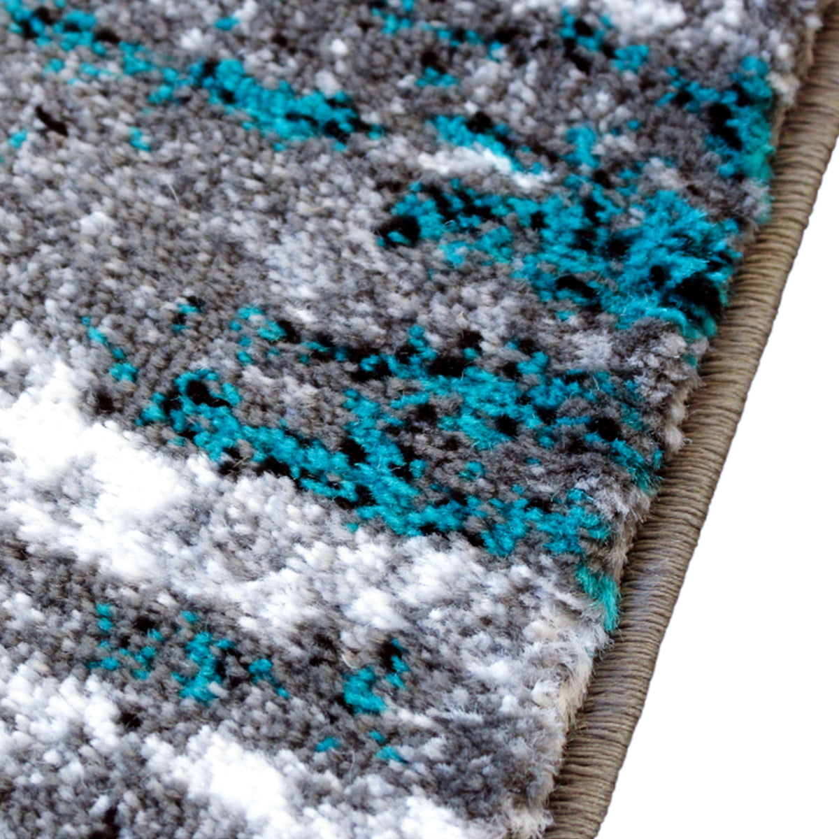 Turquoise,3' x 16' |#| Distressed Motif Indoor Jute Back Olefin 3' x 16' Area Rug in Turquoise